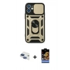 MARSİLYAN™- iPhone 11 Kılıf Ahenk Klasik - Siyah Buffer Hayalet Cam Ekran Koruyucu + Pers Alüminyum Kamera Lens - LT