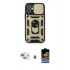 MARSİLYAN™- iPhone 11 Kılıf Ahenk Klasik - Siyah Buffer Hayalet Cam Ekran Koruyucu + Pers Alüminyum Kamera Lens - YL