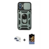 MARSİLYAN™- iPhone 11 Kılıf Ahenk Klasik - Siyah Buffer Hayalet Cam Ekran Koruyucu + Pers Alüminyum Kamera Lens - LT