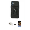 MARSİLYAN™- iPhone 11 Kılıf Ahenk Klasik - Siyah Buffer Hayalet Cam Ekran Koruyucu + Pers Alüminyum Kamera Lens - GD