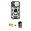 MARSİLYAN™- iPhone 11 Kılıf Ahenk Klasik - Siyah Buffer Hayalet Cam Ekran Koruyucu + Rainbow Kamera Lens Koruma Cam - KI