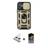 MARSİLYAN™- iPhone 11 Kılıf Ahenk Klasik - Siyah Buffer Hayalet Cam Ekran Koruyucu + Raze Metal Kamera Lens - GS
