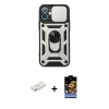 MARSİLYAN™- iPhone 11 Kılıf Ahenk Klasik - Siyah Buffer Hayalet Cam Ekran Koruyucu + Renkli Kamera Lens Koruma Cam - SI