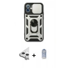 MARSİLYAN™- iPhone 11 Kılıf Ahenk Klasik - Siyah Joko Magic 5D Cam + Raze Metal Kamera Lens - GS