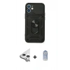 MARSİLYAN™- iPhone 11 Kılıf Ahenk Klasik - Siyah Joko Magic 5D Cam + Raze Metal Kamera Lens - GS