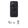 MARSİLYAN™- iPhone 11 Kılıf Ahenk Klasik - Siyah Joko Magic 5D Cam + Yeşil Pers Alüminyum Kamera Lens