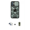 MARSİLYAN™- iPhone 11 Kılıf Ahenk Klasik - Siyah Joko Magic 5D Hayalet Cam + Lacivert Pers Alüminyum Kamera Lens