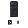 MARSİLYAN™- iPhone 11 Kılıf Ahenk Klasik - Siyah Joko Magic 5D Hayalet Cam + PVD Metal Kamera Lens - TU