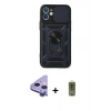 MARSİLYAN™- iPhone 11 Kılıf Ahenk Klasik - Siyah Joko Magic 5D Hayalet Cam + Raze Metal Kamera Lens - MR