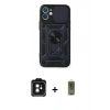 MARSİLYAN™- iPhone 11 Kılıf Ahenk Klasik - Siyah Joko Magic 5D Hayalet Cam + PVD Metal Kamera Lens - SH