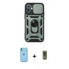 MARSİLYAN™- iPhone 11 Kılıf Ahenk Klasik - Siyah Joko Magic 5D Hayalet Cam + Neon Fosforlu Kamera Lens - YL