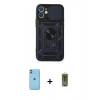 MARSİLYAN™- iPhone 11 Kılıf Ahenk Klasik - Siyah Joko Magic 5D Hayalet Cam + Neon Fosforlu Kamera Lens - YL