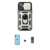 MARSİLYAN™- iPhone 11 Kılıf Ahenk Klasik - Siyah Joko Magic 5D Hayalet Cam + Neon Fosforlu Kamera Lens - YL