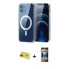 MARSİLYAN™- iPhone 11 Kılıf Ahenk Minimal Serisi - Siyah 34D Hayalet Izgaralı Cam + Rainbow Kamera Lens Koruma Cam - KI