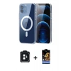 MARSİLYAN™- iPhone 11 Kılıf Ahenk Minimal Serisi - Siyah Buffer Hayalet Cam Ekran Koruyucu + PVD Metal Kamera Lens - SH