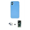 MARSİLYAN™- iPhone 11 Kılıf Ahenk Serisi - Şeffaf 360 Full Body Arka Koruyucu + Pers Alüminyum Kamera Lens - LT