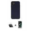MARSİLYAN™- iPhone 11 Kılıf Ahenk Serisi - Şeffaf 360 Full Body Arka Koruyucu + Kamera Lens Koruma Cam - SF