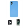 MARSİLYAN™- iPhone 11 Kılıf Ahenk Serisi - Şeffaf 360 Full Body Arka Koruyucu + PVD Metal Kamera Lens - SH