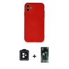 MARSİLYAN™- iPhone 11 Kılıf Ahenk Serisi - Şeffaf 360 Full Body Arka Koruyucu + PVD Metal Kamera Lens - SH