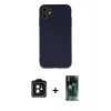 MARSİLYAN™- iPhone 11 Kılıf Ahenk Serisi - Şeffaf 360 Full Body Arka Koruyucu + PVD Metal Kamera Lens - SH