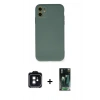 MARSİLYAN™- iPhone 11 Kılıf Ahenk Serisi - Şeffaf 360 Full Body Arka Koruyucu + PVD Metal Kamera Lens - SH