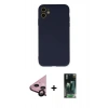 MARSİLYAN™- iPhone 11 Kılıf Ahenk Serisi - Şeffaf 360 Full Body Arka Koruyucu + Raze Metal Kamera Lens - SH