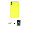 MARSİLYAN™- iPhone 11 Kılıf Ahenk Serisi - Şeffaf 360 Full Body Arka Koruyucu + Renkli Kamera Lens Koruma Cam - YL