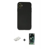 MARSİLYAN™- iPhone 11 Kılıf Ahenk Serisi - Şeffaf 360 Full Body Arka Koruyucu + Renkli Kamera Lens Koruma Cam - YL