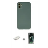 MARSİLYAN™- iPhone 11 Kılıf Ahenk Serisi - Şeffaf 360 Full Body Arka Koruyucu + Renkli Kamera Lens Koruma Cam - YL
