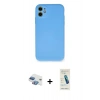 MARSİLYAN™- iPhone 11 Kılıf Ahenk Serisi - Şeffaf Pasifik Cam Ekran Koruyucu + Pers Alüminyum Kamera Lens - GI
