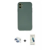 MARSİLYAN™- iPhone 11 Kılıf Ahenk Serisi - Şeffaf Pasifik Cam Ekran Koruyucu + Pers Alüminyum Kamera Lens - GI