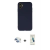 MARSİLYAN™- iPhone 11 Kılıf Ahenk Serisi - Şeffaf Pasifik Cam Ekran Koruyucu + Pers Alüminyum Kamera Lens - GI