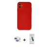 MARSİLYAN™- iPhone 11 Kılıf Ahenk Serisi - Şeffaf Pasifik Cam Ekran Koruyucu + Pers Alüminyum Kamera Lens - GI