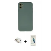 MARSİLYAN™- iPhone 11 Kılıf Ahenk Serisi - Şeffaf Pasifik Cam Ekran Koruyucu + Pers Alüminyum Kamera Lens - GD