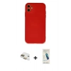 MARSİLYAN™- iPhone 11 Kılıf Ahenk Serisi - Şeffaf Pasifik Cam Ekran Koruyucu + Pers Alüminyum Kamera Lens - GD