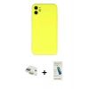 MARSİLYAN™- iPhone 11 Kılıf Ahenk Serisi - Şeffaf Pasifik Cam Ekran Koruyucu + Pers Alüminyum Kamera Lens - GD