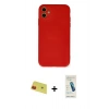 MARSİLYAN™- iPhone 11 Kılıf Ahenk Serisi - Şeffaf Pasifik Cam Ekran Koruyucu + Rainbow Kamera Lens Koruma Cam - KI