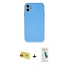 MARSİLYAN™- iPhone 11 Kılıf Ahenk Serisi - Şeffaf Pasifik Cam Ekran Koruyucu + Rainbow Kamera Lens Koruma Cam - KI