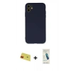 MARSİLYAN™- iPhone 11 Kılıf Ahenk Serisi - Şeffaf Pasifik Cam Ekran Koruyucu + Rainbow Kamera Lens Koruma Cam - KI