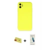 MARSİLYAN™- iPhone 11 Kılıf Ahenk Serisi - Şeffaf Pasifik Cam Ekran Koruyucu + Rainbow Kamera Lens Koruma Cam - KI