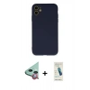 MARSİLYAN™- iPhone 11 Kılıf Ahenk Serisi - Şeffaf Pasifik Cam Ekran Koruyucu + Raze Metal Kamera Lens - KI