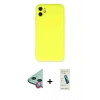 MARSİLYAN™- iPhone 11 Kılıf Ahenk Serisi - Şeffaf Pasifik Cam Ekran Koruyucu + Raze Metal Kamera Lens - KI