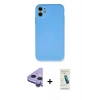 MARSİLYAN™- iPhone 11 Kılıf Ahenk Serisi - Şeffaf Pasifik Cam Ekran Koruyucu + Raze Metal Kamera Lens - MR