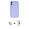 MARSİLYAN™- iPhone 11 Kılıf Ahenk Serisi - Şeffaf Pasifik Cam Ekran Koruyucu + Pers Alüminyum Kamera Lens - GI