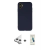 MARSİLYAN™- iPhone 11 Kılıf Ahenk Serisi - Şeffaf Pasifik Cam Ekran Koruyucu + Raze Metal Kamera Lens - GS