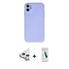 MARSİLYAN™- iPhone 11 Kılıf Ahenk Serisi - Şeffaf Pasifik Cam Ekran Koruyucu + Raze Metal Kamera Lens - GS