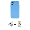 MARSİLYAN™- iPhone 11 Kılıf Ahenk Serisi - Şeffaf Pasifik Cam Ekran Koruyucu + Raze Metal Kamera Lens - GS