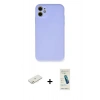 MARSİLYAN™- iPhone 11 Kılıf Ahenk Serisi - Şeffaf Pasifik Cam Ekran Koruyucu + Renkli Kamera Lens Koruma Cam - TU
