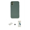 MARSİLYAN™- iPhone 11 Kılıf Ahenk Serisi - Şeffaf Pasifik Cam Ekran Koruyucu + Renkli Kamera Lens Koruma Cam - TU