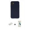 MARSİLYAN™- iPhone 11 Kılıf Ahenk Serisi - Şeffaf Pasifik Cam Ekran Koruyucu + Renkli Kamera Lens Koruma Cam - TU